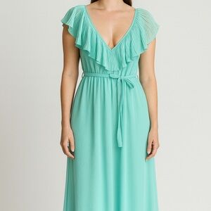 Elegant Teal Ruffle Dress